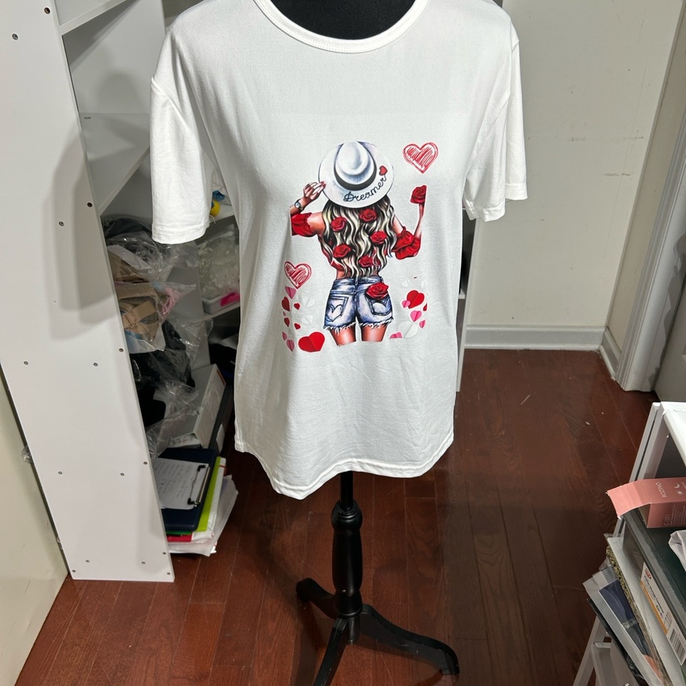 White T-Shirt with Graphic Print